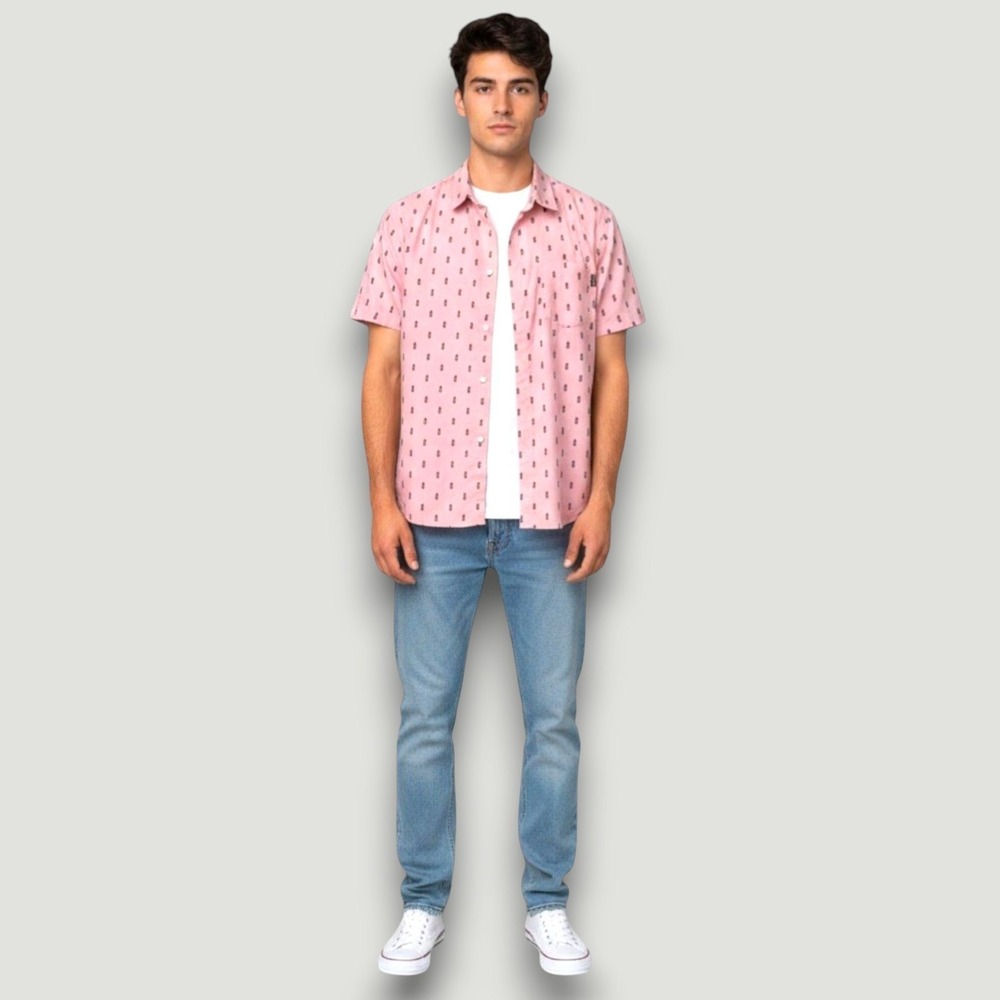 Molokai Surf Co Mens Top Shirt M Pink Pineapple Coastal Casual Festival Party
